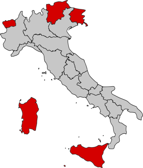 Carte des Régions d'Italie