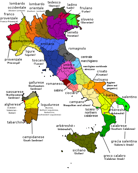 dialectes en Italie